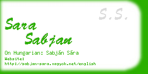 sara sabjan business card